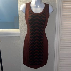 Burgundy, black mini dress